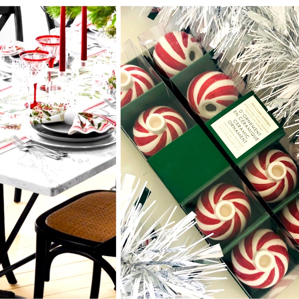 Williams Sonoma Peppermint Candy Mini Tapper Holders